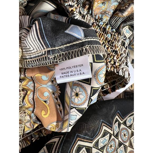 New MISA Los Angeles Pia Wide Leg Pants In Alhambra Mosaic Semi Sheer Boho Chic - Picture 7 of 9